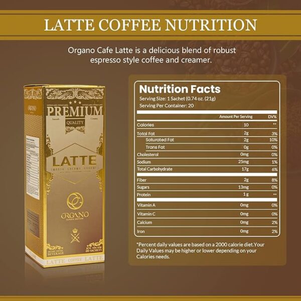 ORGANO Gourmet Cafe Latte,100% Certified Ganoderma Lucidum (1 Box of 20 Sachets) - Image 5
