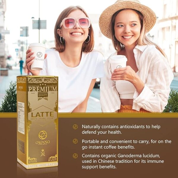 ORGANO Gourmet Cafe Latte,100% Certified Ganoderma Lucidum (1 Box of 20 Sachets) - Image 3