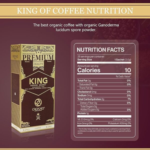 ORGANO King of Coffee, 100% Certified Ganoderma Lucidum (25 Sachets) - Image 4
